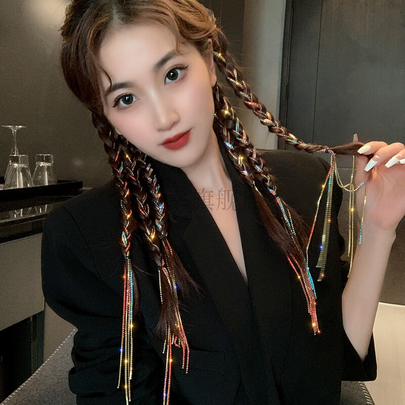 编辫子神器编发彩绳脏脏辫头绳辫子编头发的神器2021年闪钻链条马尾