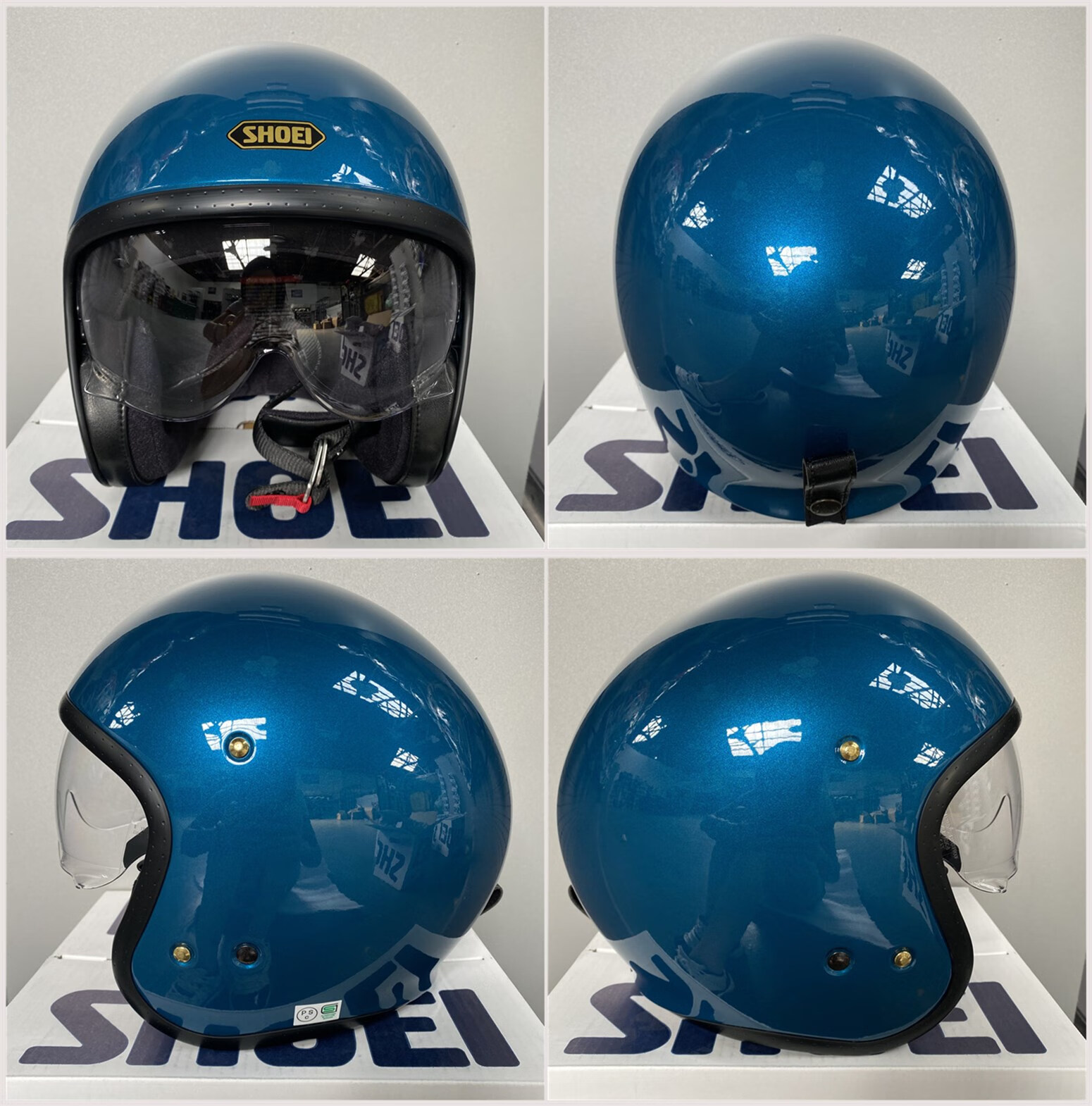 日本shoei jo内置镜片3/4盔安全帽摩托机车哈雷骑行复古半盔头盔 哑光