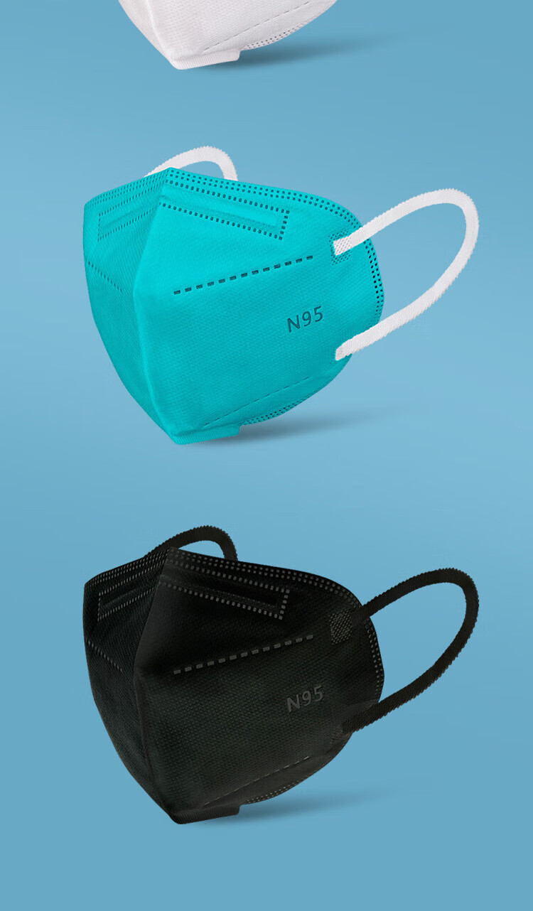 n95口罩立体防护独立包装男女黑白色三层防护x绿 kn95级自封袋25只/袋