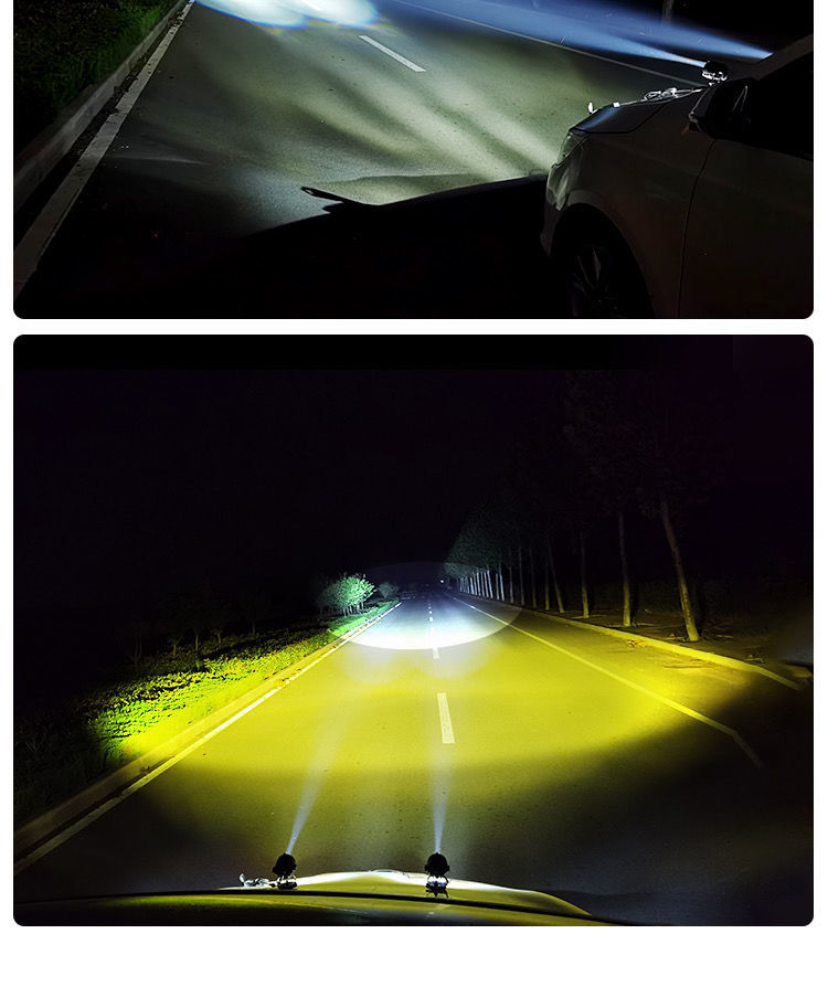 12v汽车大灯led射灯24v大货车远光激光炮双光透镜通用改装小钢炮双