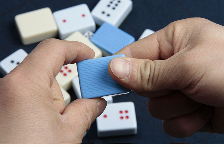 牌九牌骨牌小号高档竹丝加厚小牌九家用天九牌九象牙色32张 34号加厚