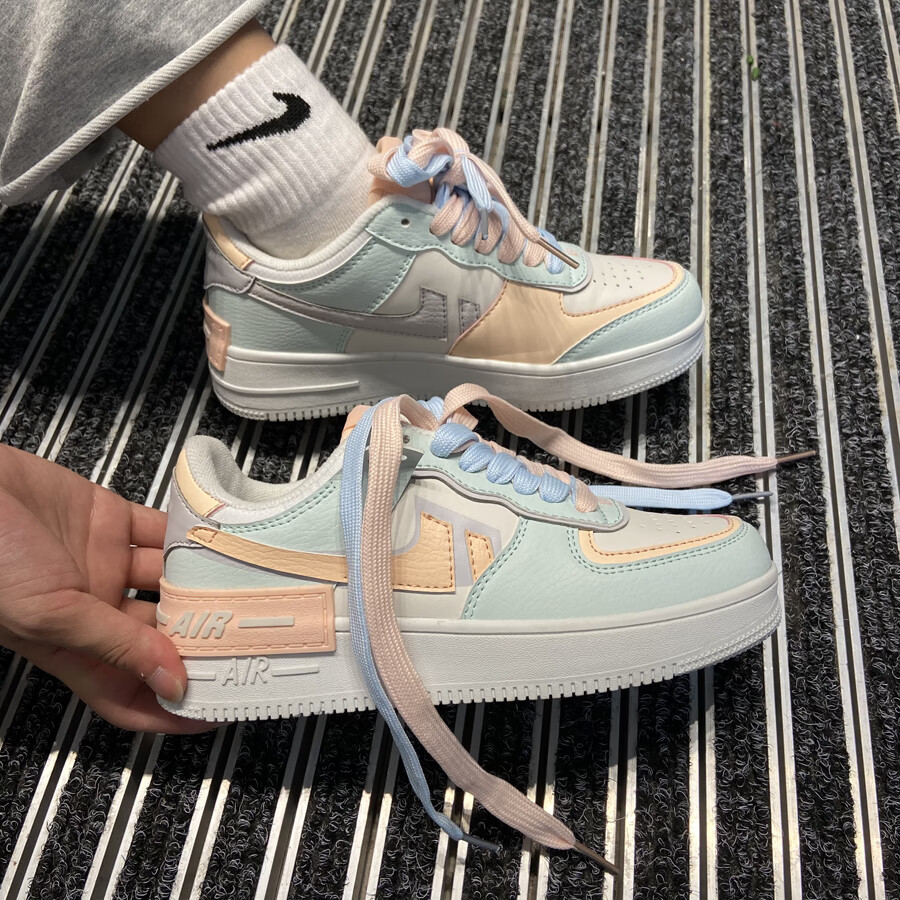 联名款af1空军一号薄荷绿运动鞋女ow联名樱花女鞋ins夏款板鞋百搭潮