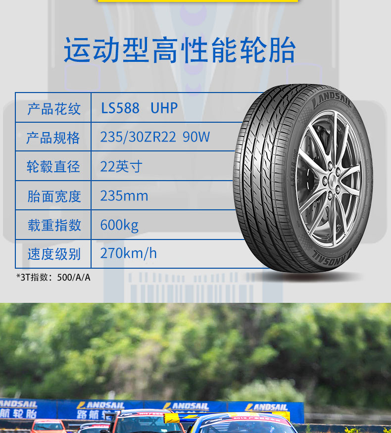 路航轮胎ls588uhp23530r2290wxl高性能运动操控型汽车轿车胎黑色普通