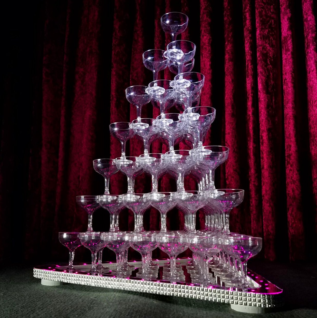 香槟塔五层七层香槟塔三角酒塔led灯亚克力杯子婚庆道具五层蓝光含36