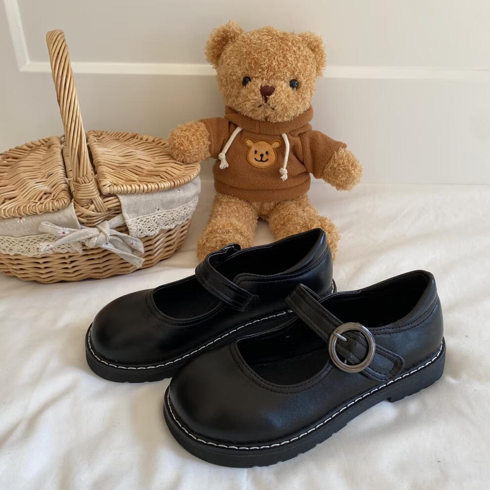 可爱风jk小皮鞋女学生百搭配裙子复古英伦鞋制服春季单鞋子 黑色 哑光