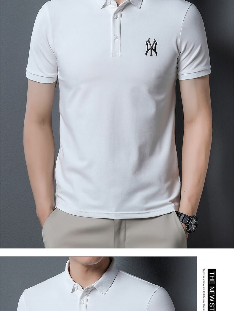 aemape美国苹果polo衫男夏季薄款短袖商务休闲男装舒适休闲上衣白色m