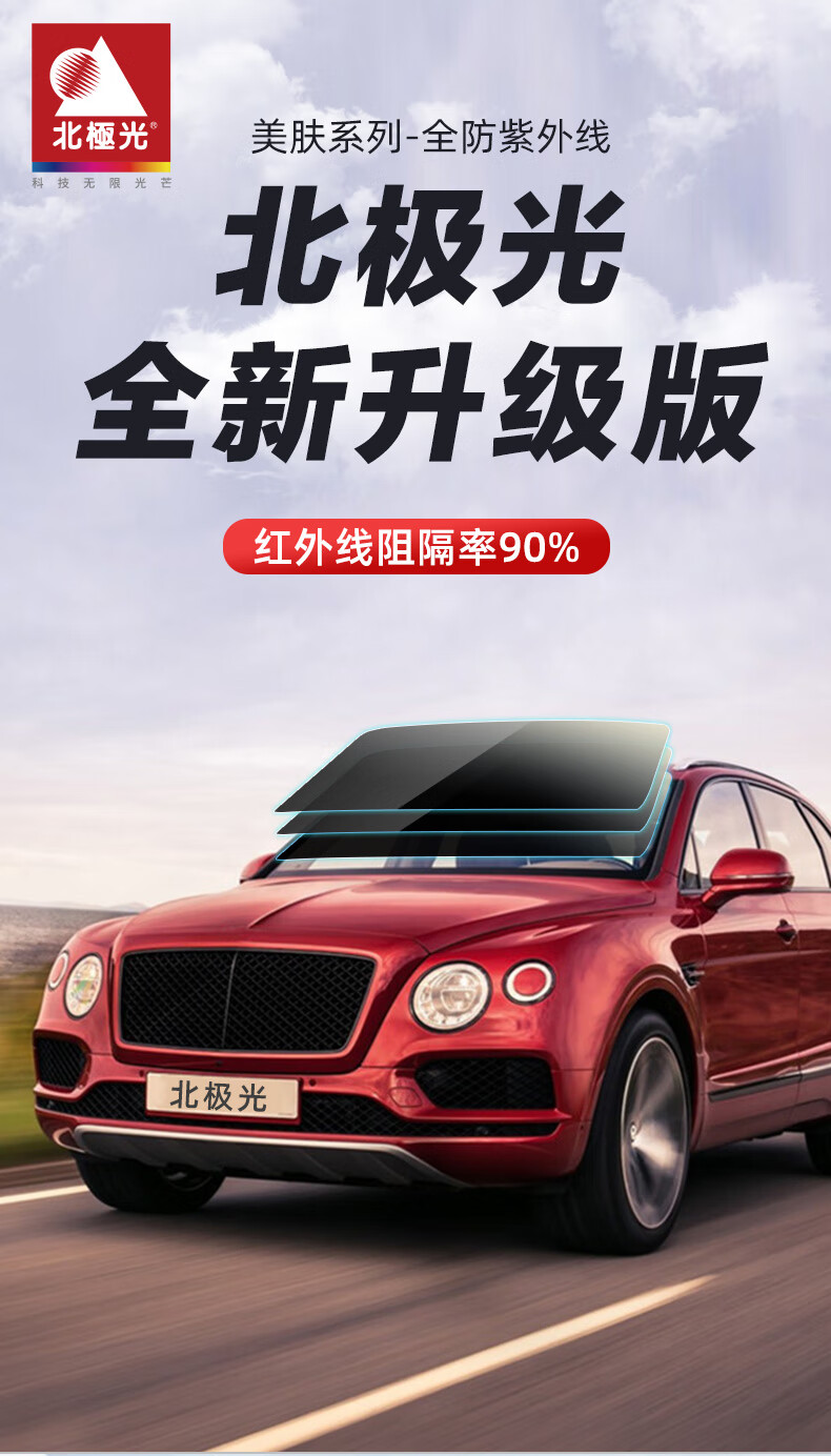 北极光汽车贴膜全车玻璃膜防晒隔热高隐私车膜纳米陶瓷美肤太阳膜