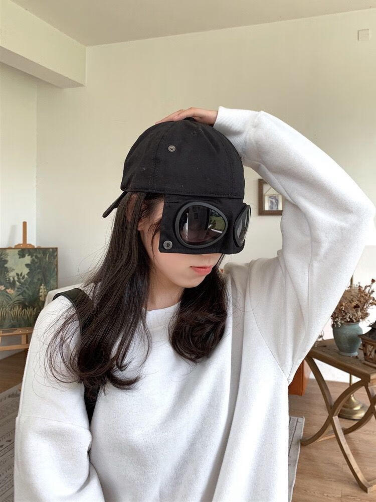 赫僮新学生遮阳帽韩版帽子眼镜个性男士墨镜ins鸭舌帽飞行员女潮可变