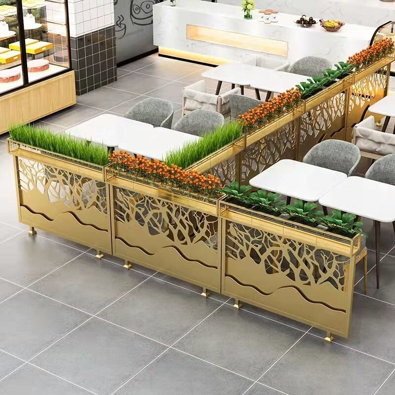 莱威卡餐厅隔断饭店围栏火锅店铁艺矮隔断酒吧卡座绿植装饰花槽镂空