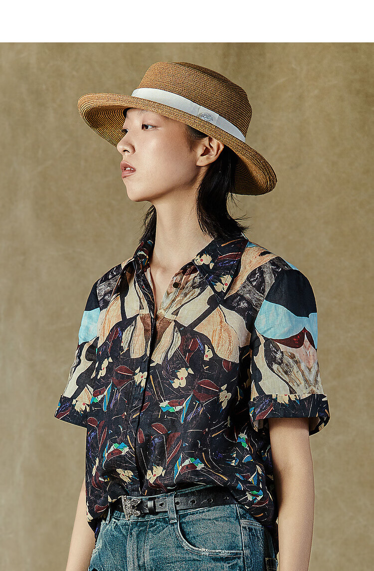 原创设计donoratico达衣岩休闲短袖衬衣夏装2021新款设计感短款上衣女