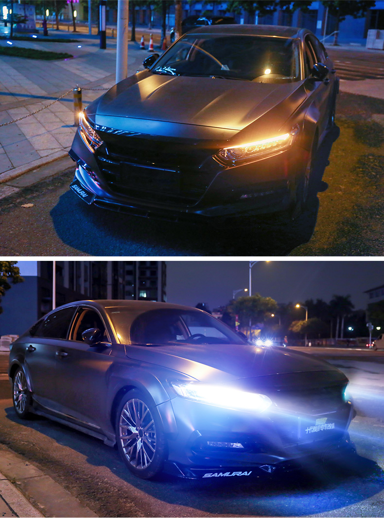 适用于本田1820款十代雅阁大灯总成改装全led双光透镜流光转向灯十代