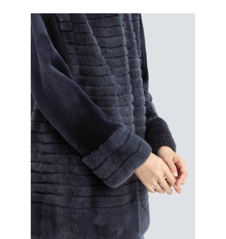 娜尔思(naersi) 水貂毛气质奢华连帽皮草女2022冬季新长款裘皮外套 中