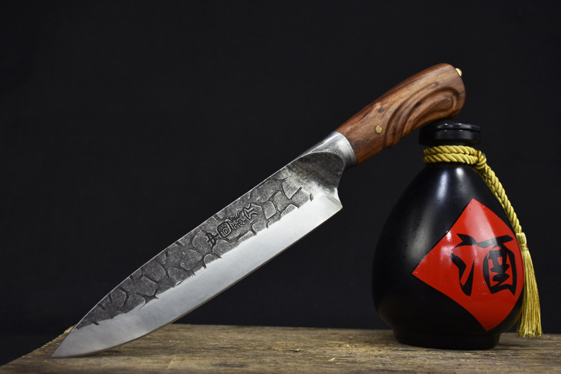 龙泉锻打菜刀三件套装中式家用厨刀厨房切肉切片刀锋利厨师刀具屠宰剃