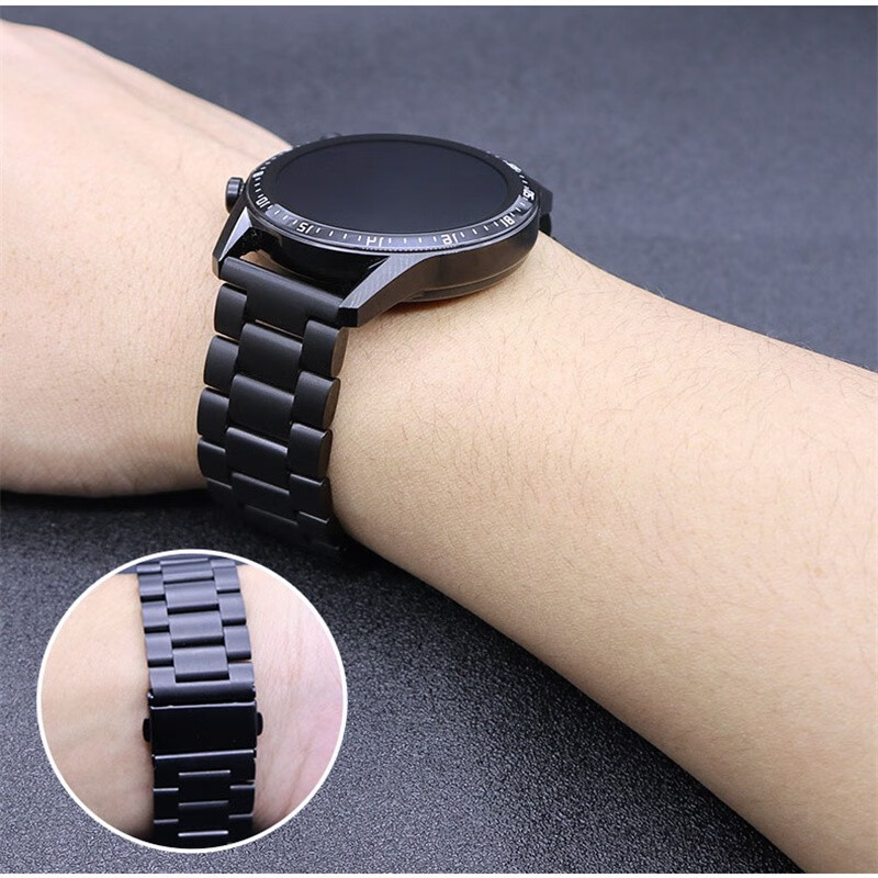 适用华为watch3智能手表gt2丨gt3丨pro表带watch3保时捷三格链钢带