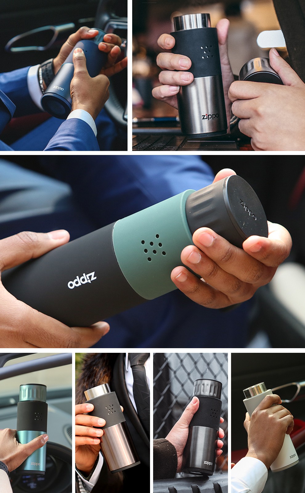 zippo保温杯男女随身杯保瓶水杯子轻量便携时尚户外旅行杯470ml晶石绿