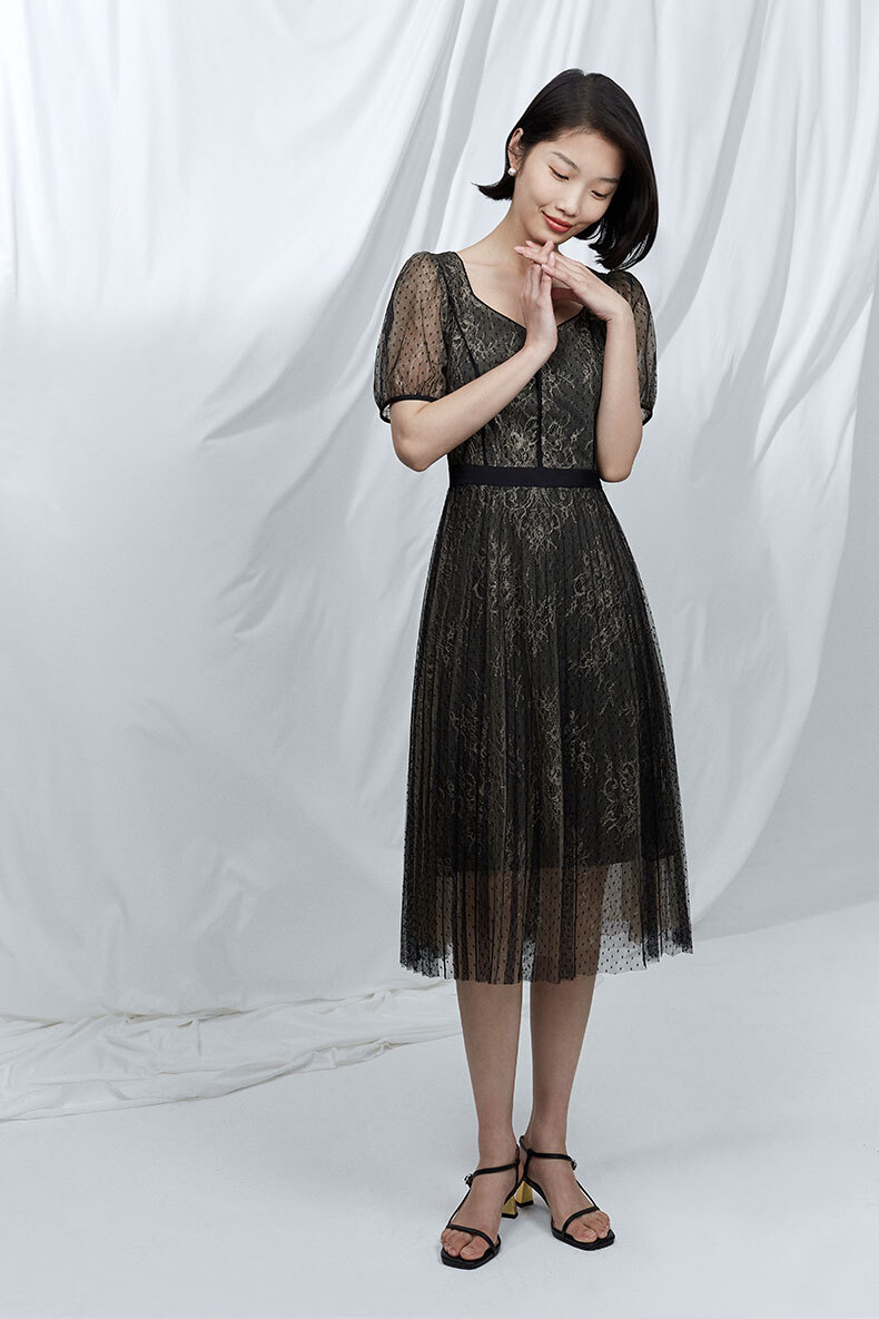 女装 连衣裙 纳薇(naivee) 商场同款naivee纳薇至臻2021夏季新款赴宴