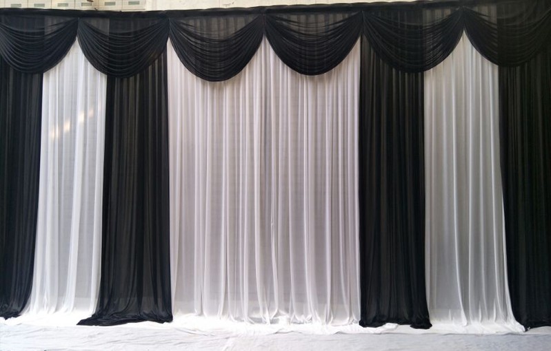 新款白事灵堂布置全套背景纱幔布挽联殡仪馆葬礼灵棚黑色白色布幔b款3