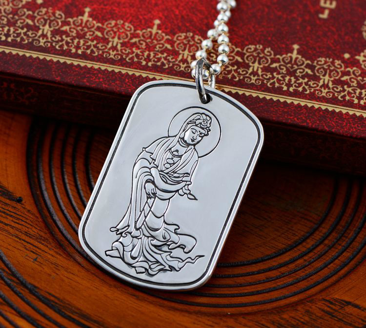 梦动999足银饰品般若心经纯银观音菩萨男女吊坠项链 单吊坠,不含链