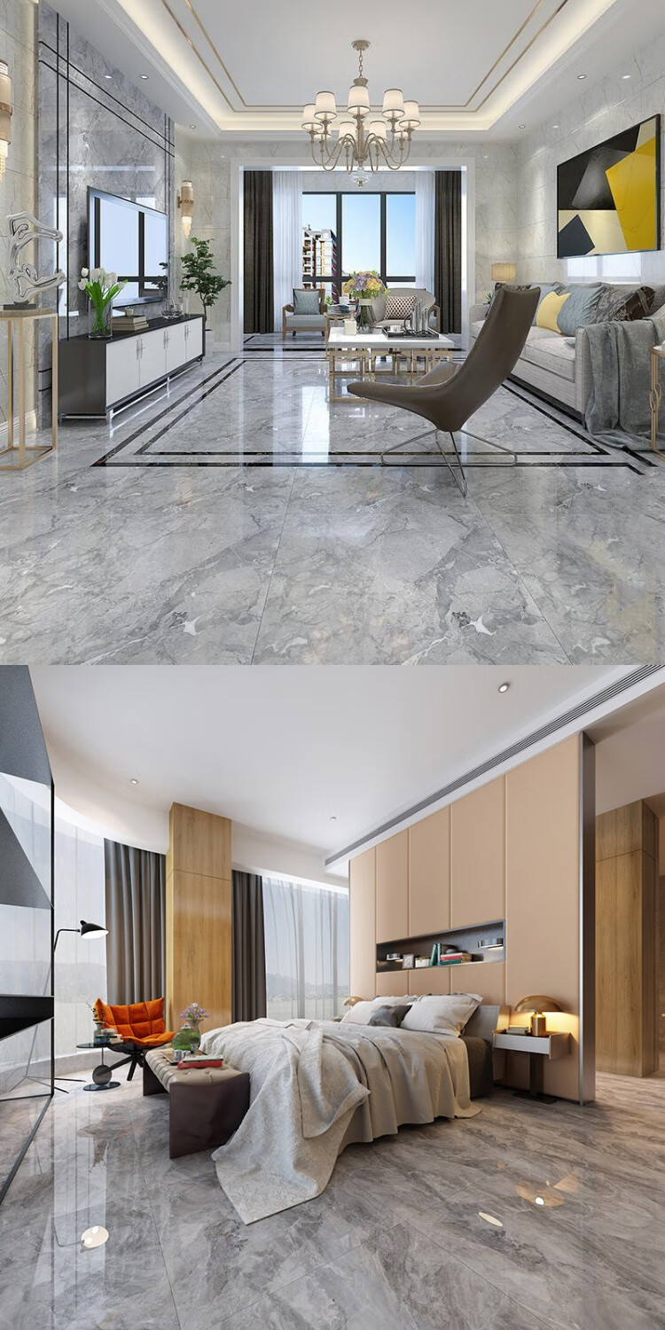 瓷砖800x800客厅新款滑耐磨地砖广东佛山通体大理石80x80银丝北欧灰