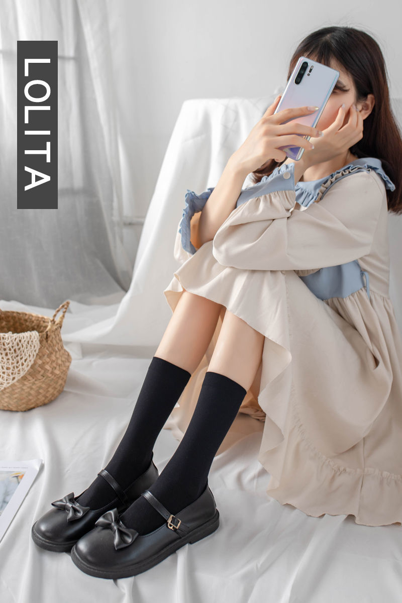 jk袜子日系中筒天鹅绒萝莉丝袜女夏季薄款显瘦黑色长筒及膝小腿袜 1双