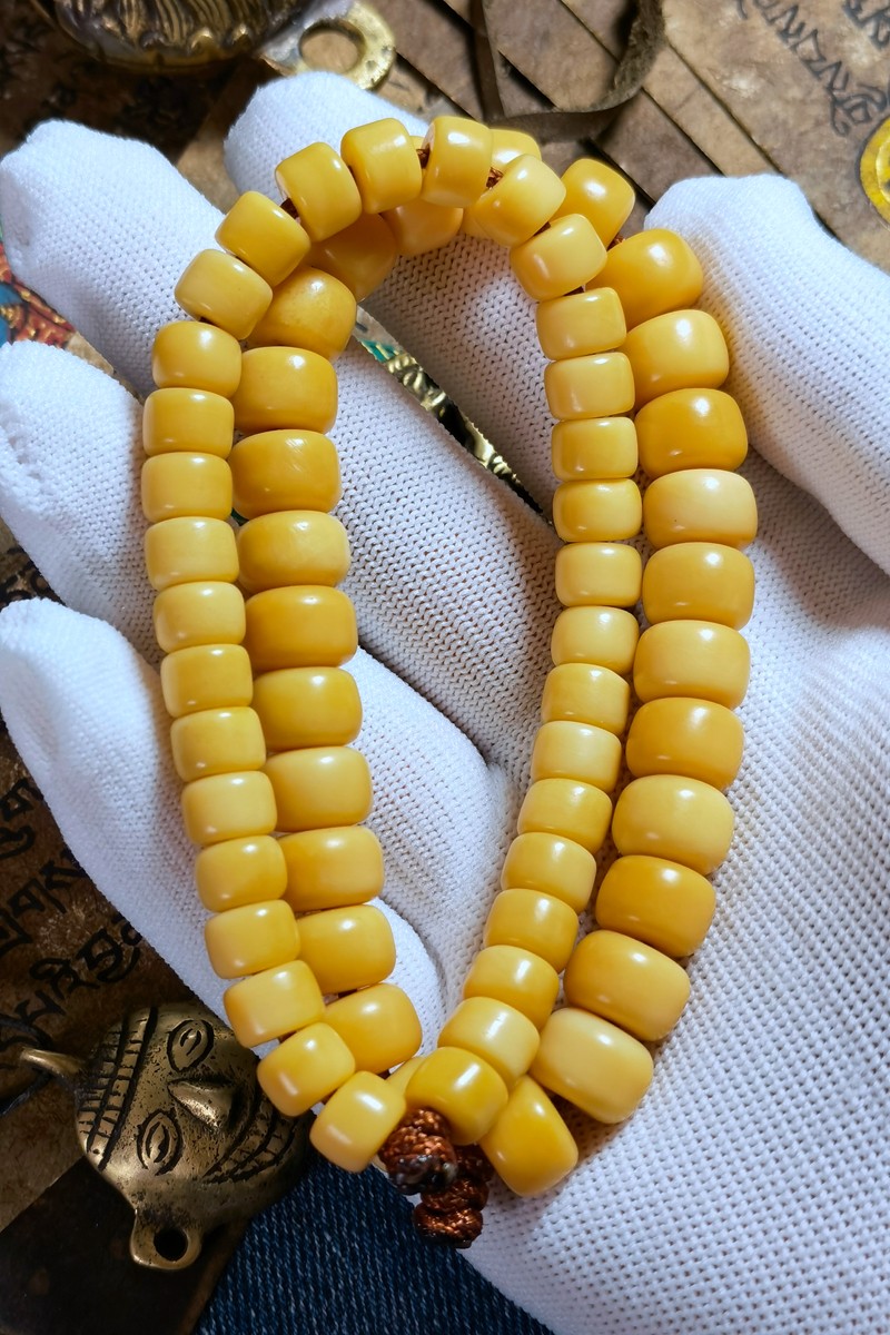 顶盈驼骨老型桶珠高密未脱脂藏传灵骨念珠佛珠手串男女款手链108颗