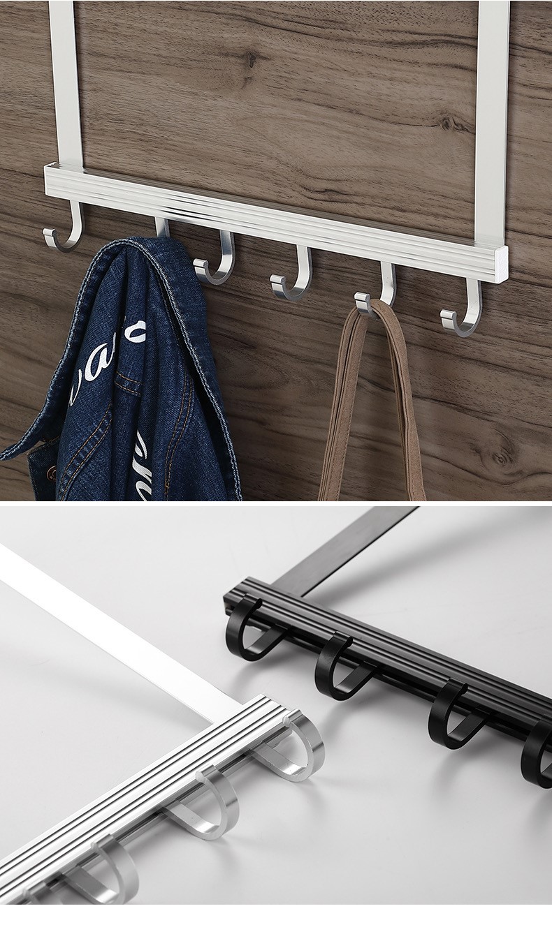 厚挂在门上的防盗门在的衣服架挂钩挂架衣架 银色门后挂钩(8钩)【图片