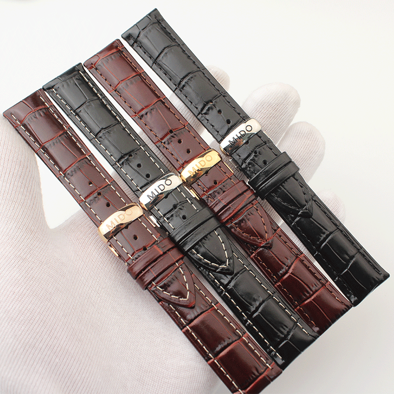 适用于表带贝伦赛丽男女款m8600m7600m007207真皮原装指挥官皮带黑色