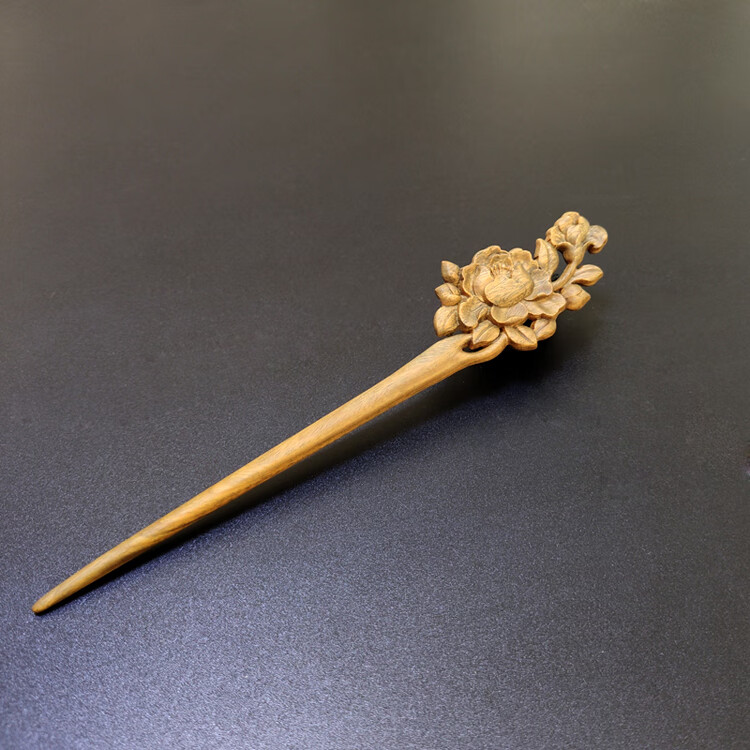 发簪绿檀木古风簪子简约盘发檀木发钗汉服女复古手工步摇古装钗子绿檀