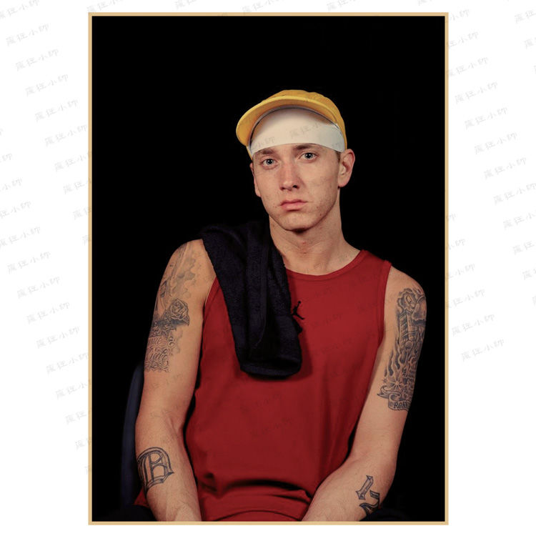 索芙太 痞子阿姆埃米纳姆eminem复古牛皮纸海报姆爷说唱歌手饶舌宿舍