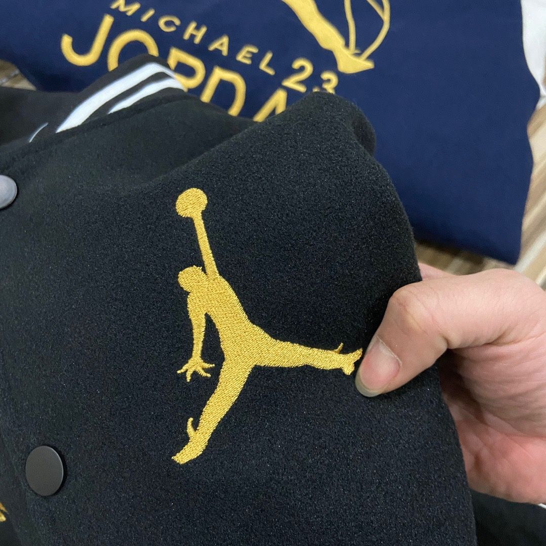 柚狮 联名jordan【外套】aj夹克万针刺绣飞人皮袖毛呢棒球领品牌款