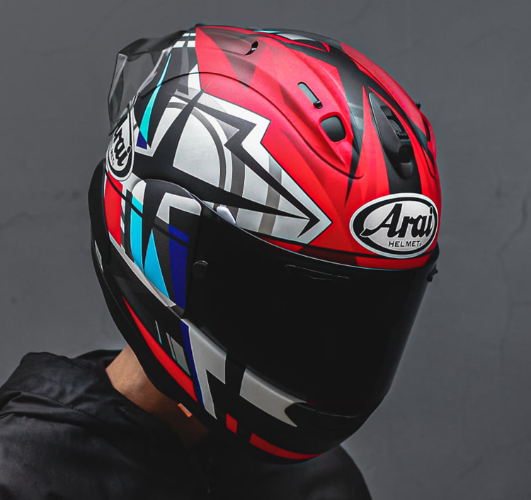 日本arai rx-7x摩托头盔 杜汉曼岛tt带刀侍卫海顿明日星大眼枫叶 蓝色