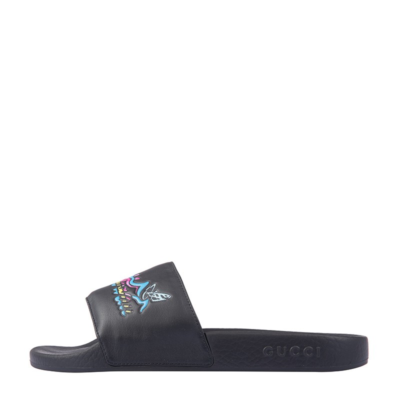 gucci古驰古奇男鞋橡胶底平底凉拖鞋沙滩鞋黑色539码