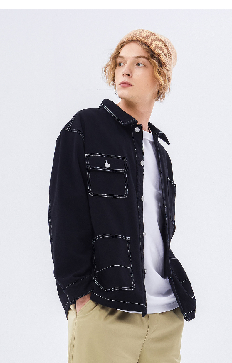 商场同款gxgjeans男装2021年秋季新款夹克明线工装风潮流多口袋夹克