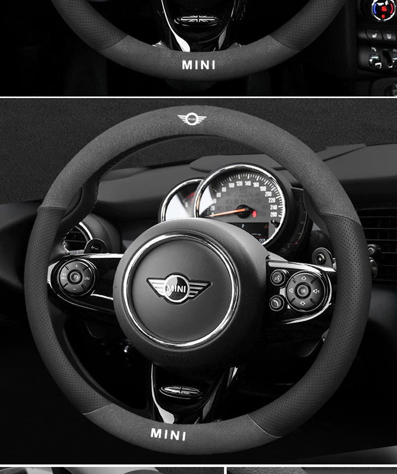 宝马迷你mini方向盘套coopercountrymanoneplusfun翻毛皮把套全翻毛