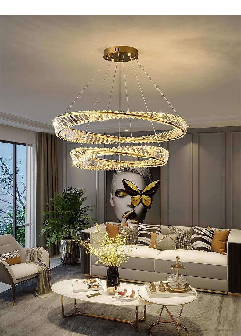 饰域新款水晶客厅吊灯轻奢风卧室灯后现代个性化艺术吊灯直径80cm三色