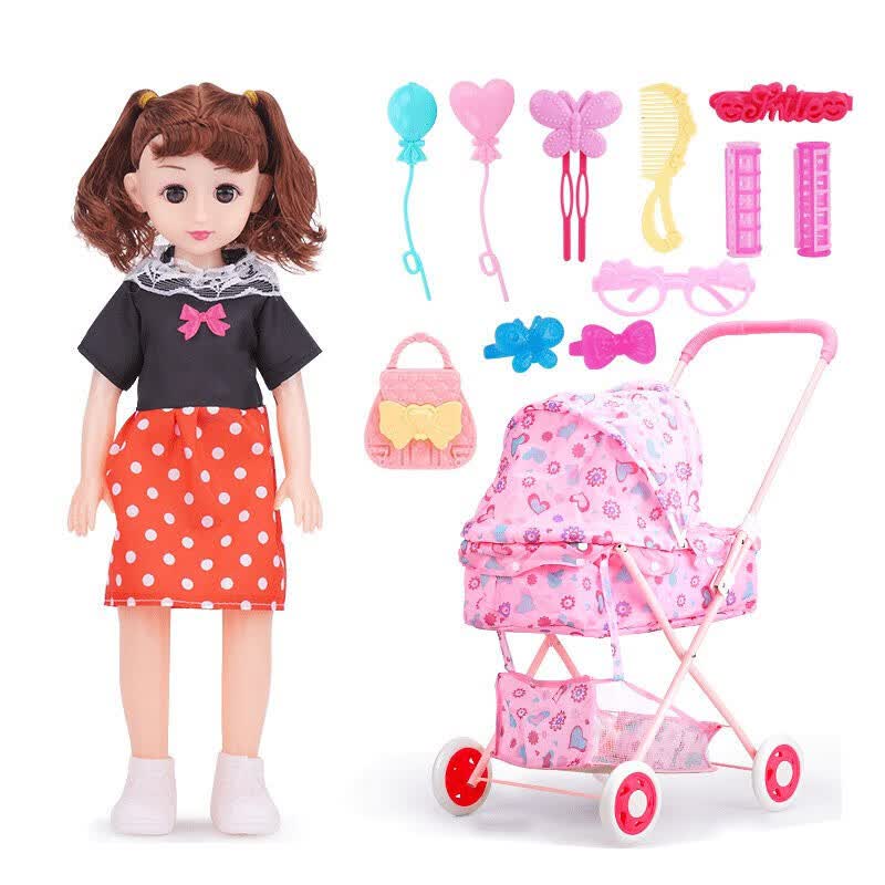 儿童大号手推车过家家婴儿手推玩具女孩宝宝大推车女童带娃娃公主 乳