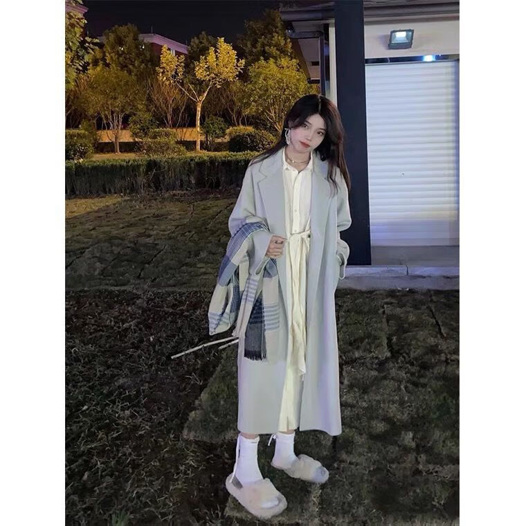 babiboy 毛呢大衣女2022年秋冬季银狐灰大衣女新款百搭风长款标准型