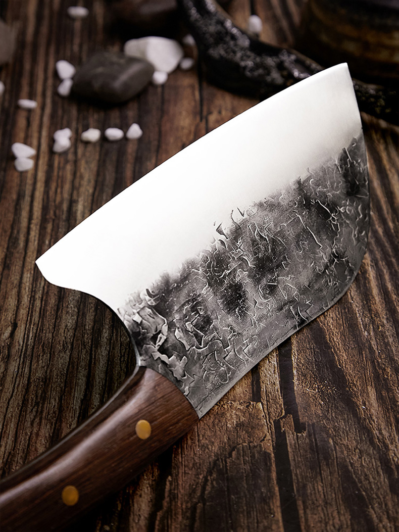 楚家刀手工锻打圆头菜刀家用切肉切片刀具超快锋利厨师专业厨刀