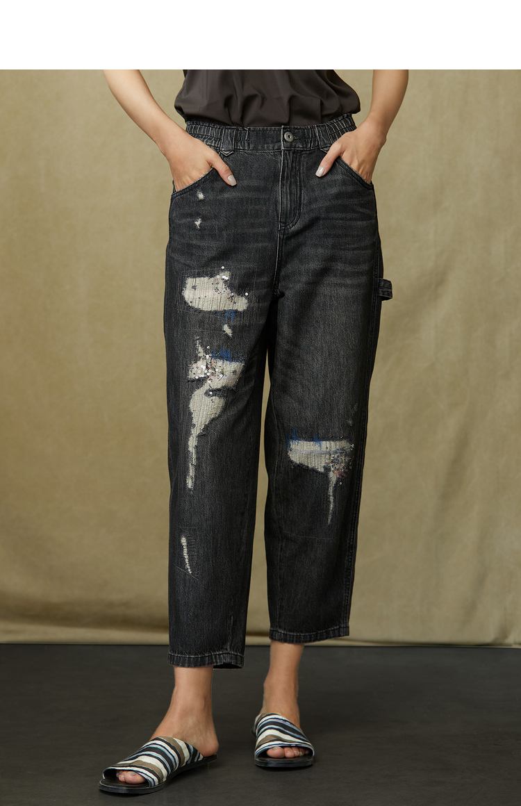 donoratico达衣岩夏装2021年夏牛仔裤粉色梦之一依旧蓝m