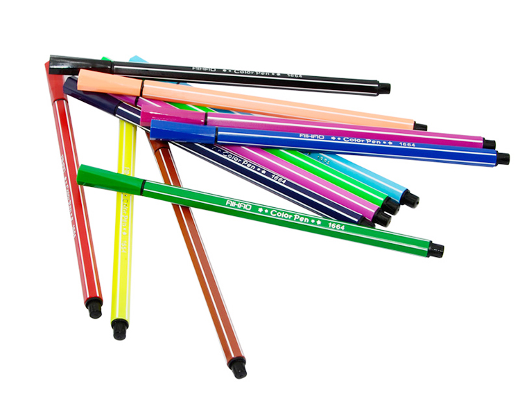 爱好1664儿童画画涂鸦画笔宝宝硬单头水彩笔多色水彩笔166424色