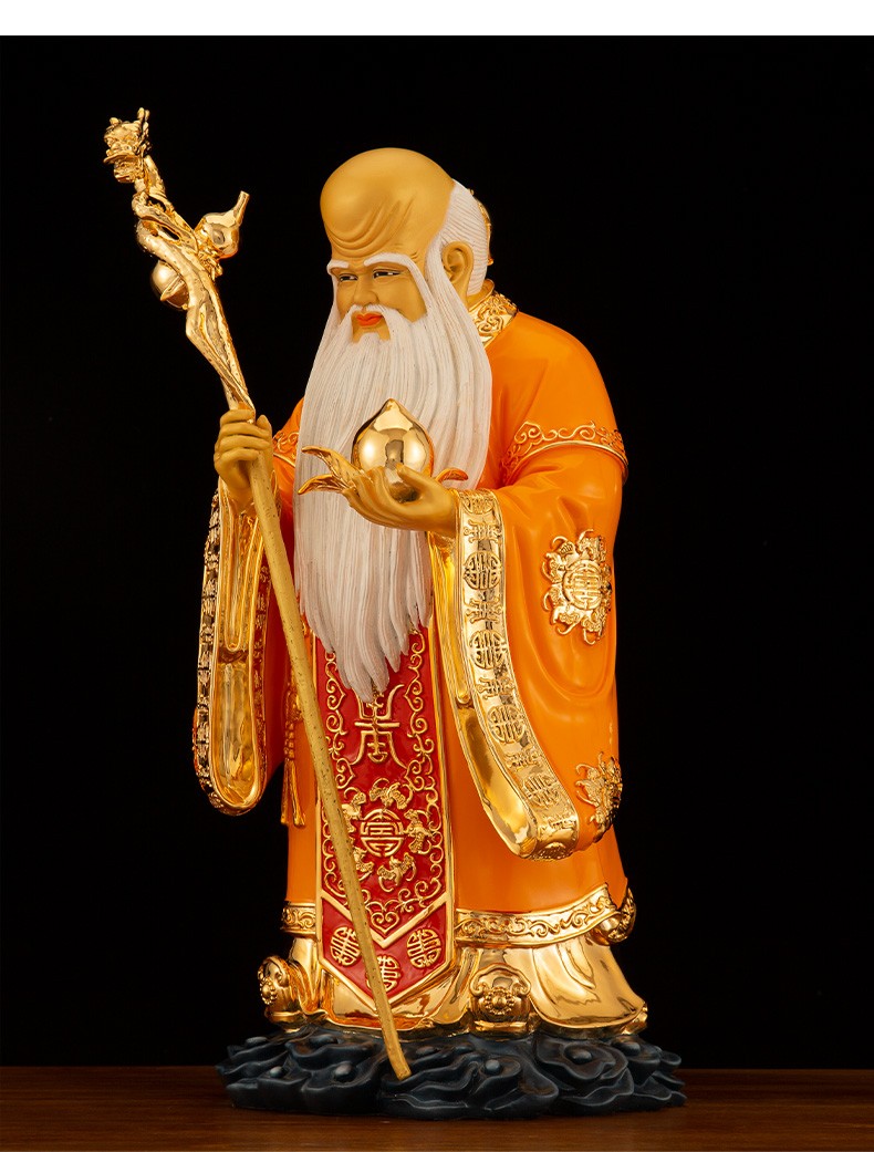 三漫陀纯铜福禄寿三星摆件聚宝盆财神福星禄星寿星公道教供奉家用福