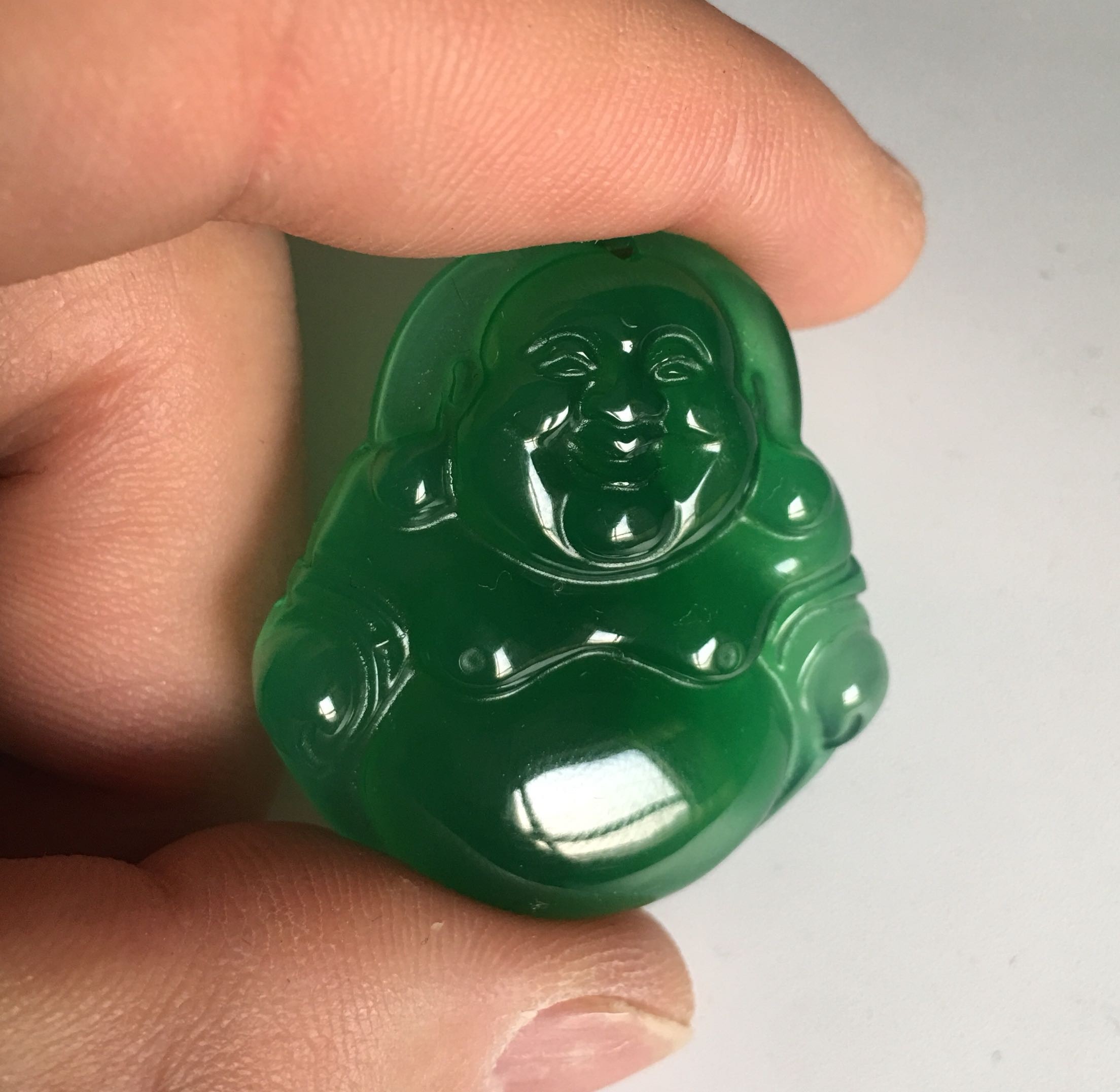 天然和田玉碧玉帝王绿玉佛吊坠挂件碧玉佛