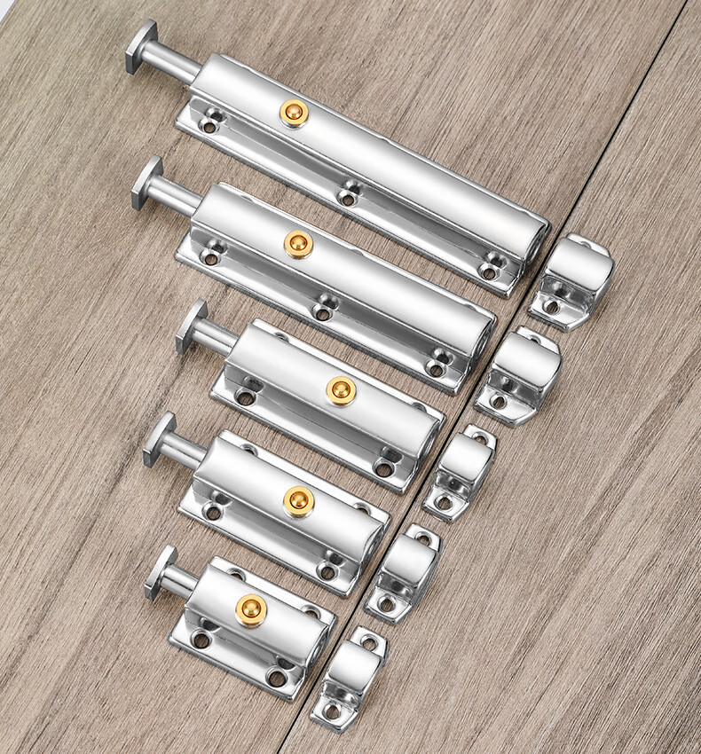 门扣锁扣门栓门插销老式大门门闩 【拉丝钢】4寸(自动回弹插销)【图片