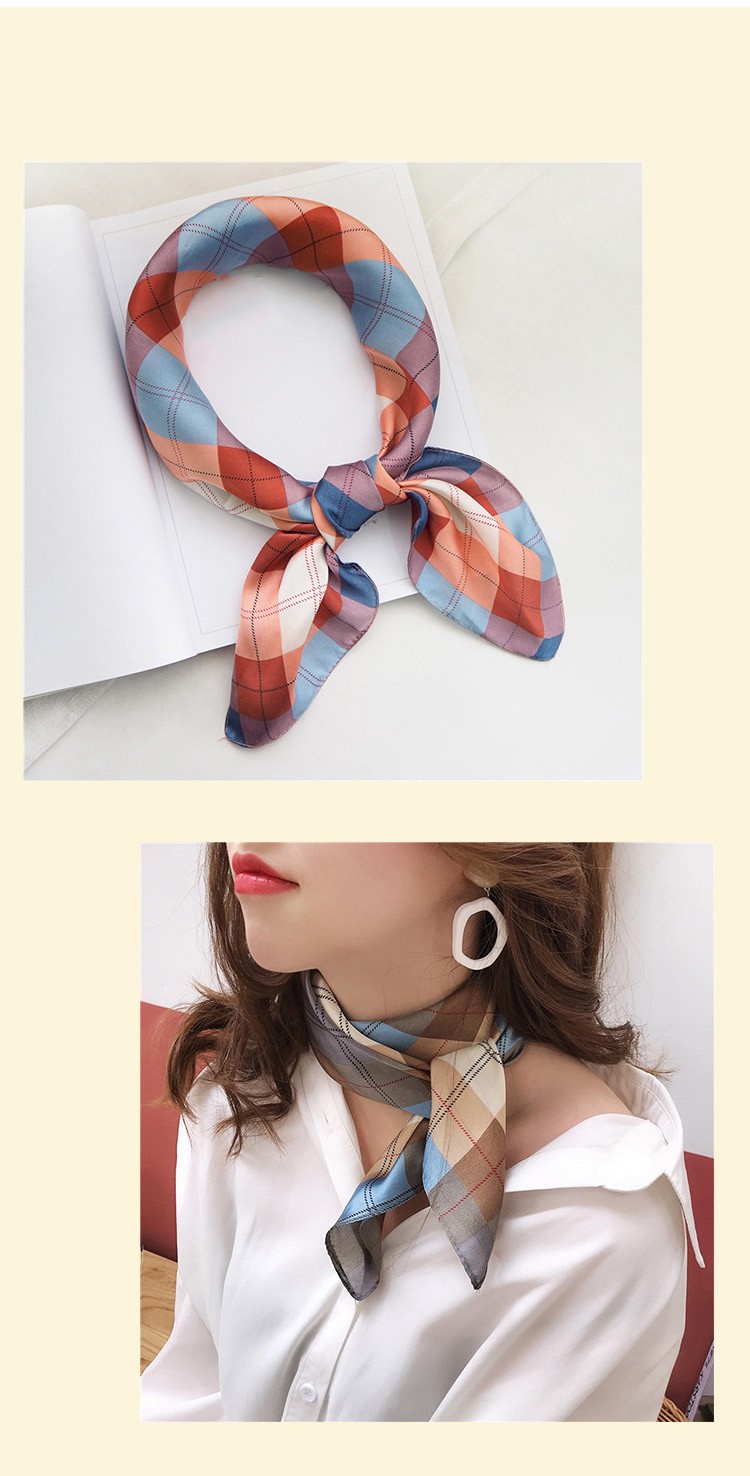 topkicc 丝巾女新款可爱小清新装饰小方巾女2021春夏季 粉蓝