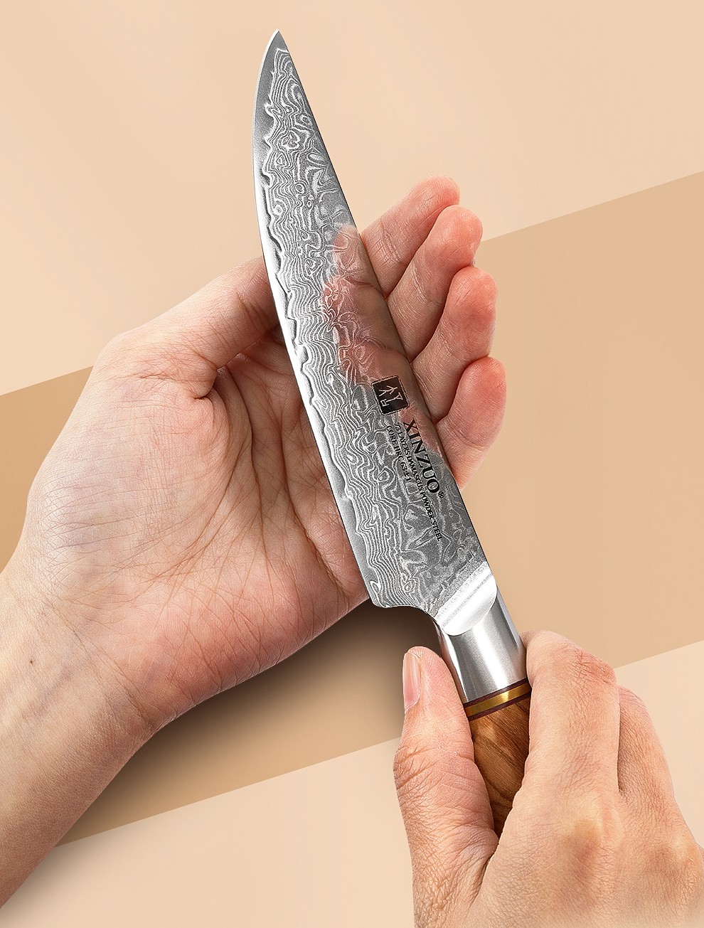 信作牛扒刀大马士革牛排刀5英寸万用刀熟食分割刀料理刀西餐刀具厨房