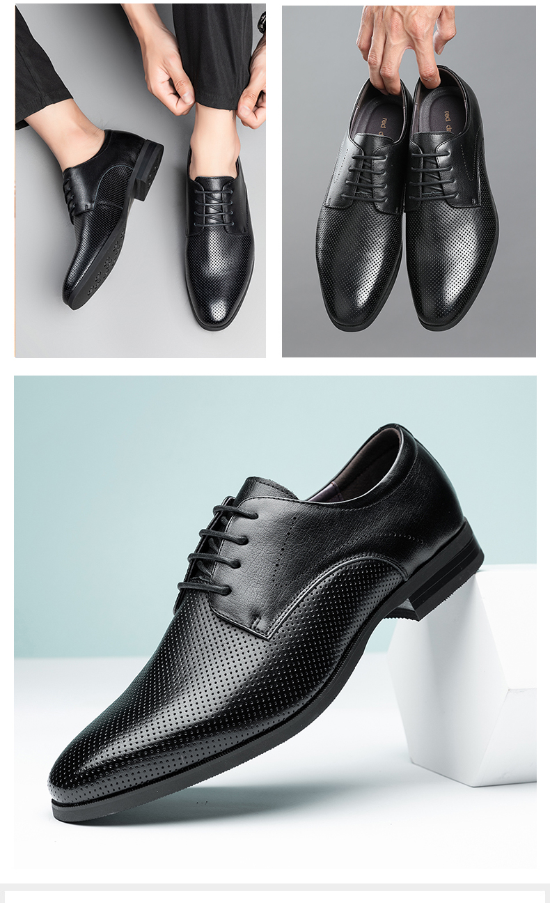 红蜻蜓男鞋夏季新款商务正装鞋男士镂空皮凉鞋棕色38