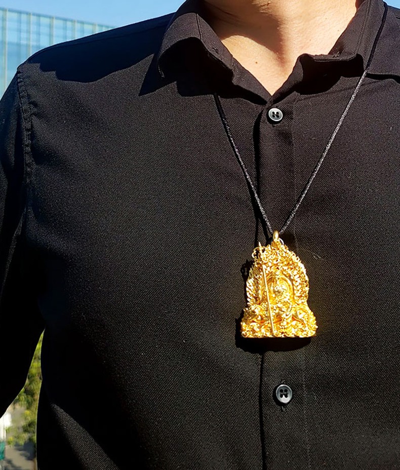 福喜顺黄金吊坠实心按克足金9999地藏王菩萨古法金吊坠男士黄金佛像