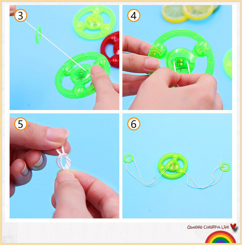 儿童发光拉线飞轮拉哨玩具闪光拉线风火轮发光飞轮怀旧小玩具礼品 手