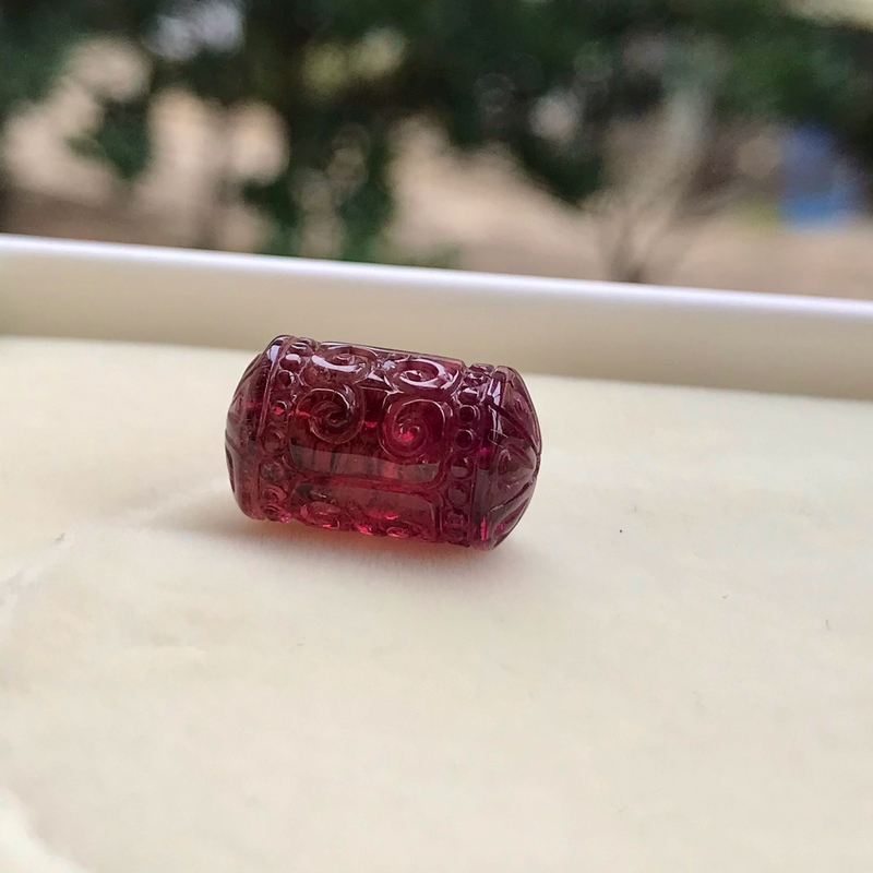 一图一物天然碧玺回纹珠单珠散珠 黄蓝红绿西瓜碧 手链配珠 男女 i117