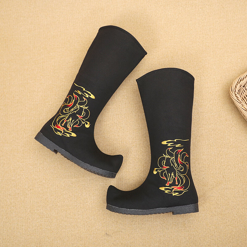 古代布靴男古装汉服靴子男古风cos汉服戏曲内增高棉女婚鞋官兵道具